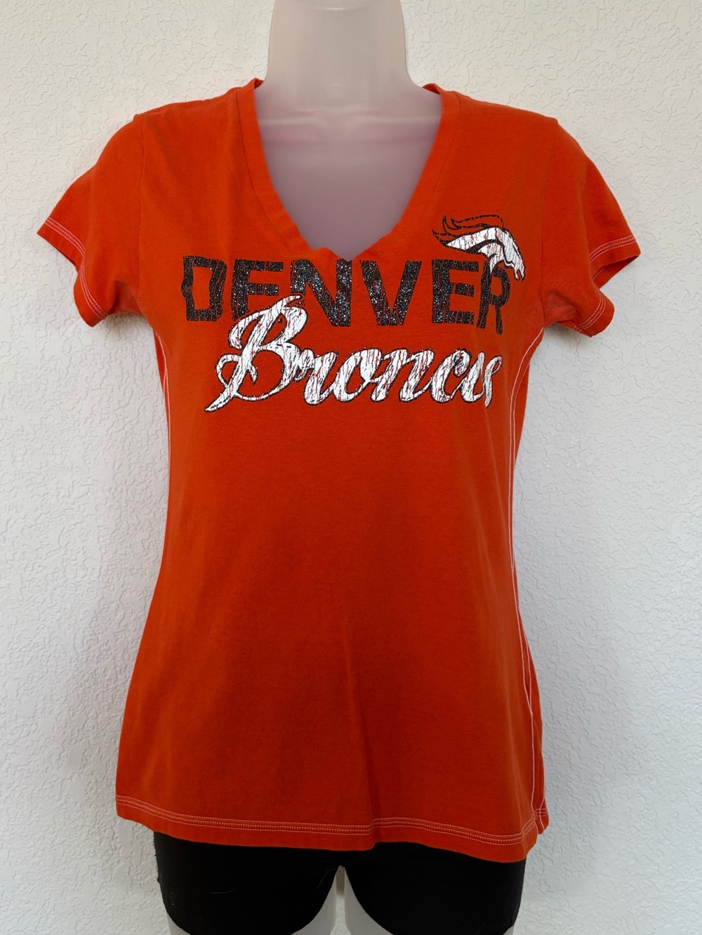 NFL Orange Denver Broncos V-Neck Tee